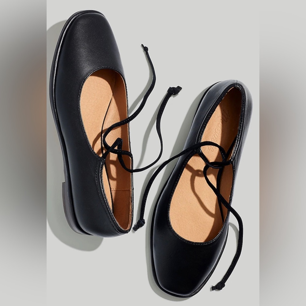 Madewell Black Leather Normani Mary Jane Flats size 10